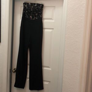New Beautiful strapless lace detail black jumpsuit